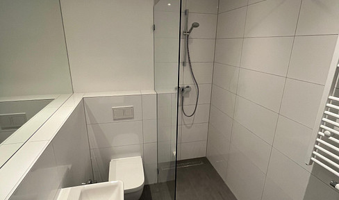 Tasteful, renovated 2-room apartment with walk-in wardrobe and balcony. Interior with balcony and EBK in Düsseldorf