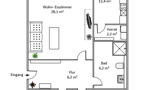 Charming 3-room apartment with spacious floor plan and balcony