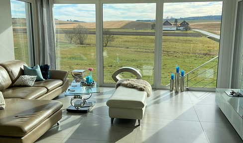 Exclusive modern bungalow in Haarbach - glass sauna & panoramic views of the countryside near the golf course