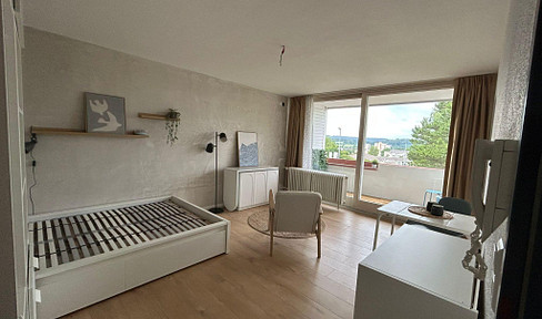 Modern furnished 1-room apartment with balcony and new kitchen