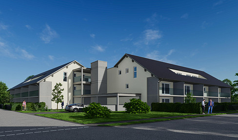 NEUBAU: Exklusive barrierefreie 3-Zim.-EG-Wohnung mit Terrasse, Aufzug, Einbauküche sowie TG