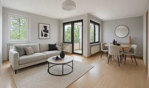 Bright 3-room apartment with balcony, underground parking and views of the countryside