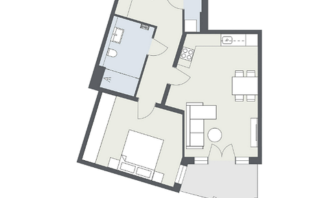 Light-flooded 2-room new-build apartment with balcony on the 2nd floor