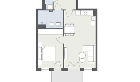 2-room new-build apartment with balcony on the 1st floor