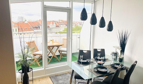 Above the rooftops of Leipzig. Freshly renovated & light-flooded 2-room apartment with balcony & underground garage