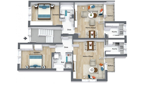 Light-flooded furnished apartment Temporary vacation apartment