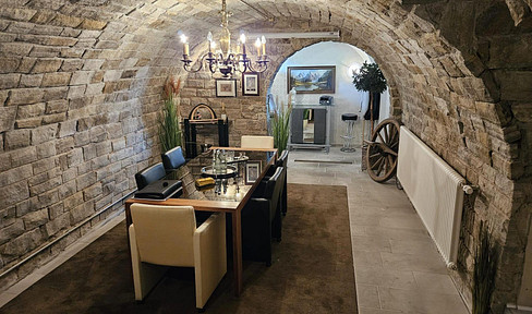Mediterranean villa with tower, vaulted cellar & pool - unique property in a secluded location in the village of Eichenzell