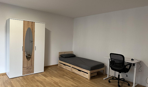 Möblert private room with terrace in shared apartment for 4 people at Muggenhof