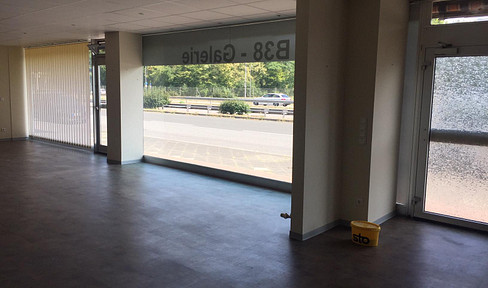 Conveniently located property with large shop window front parallel to the B38