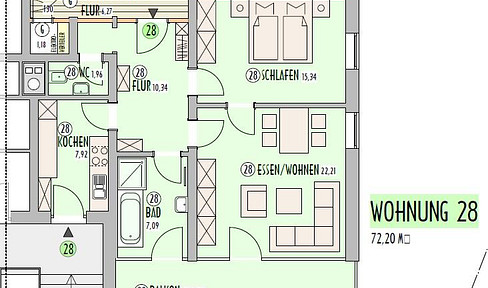 Moderne 2,5-Zimmer EG-Wohnung mit EBK, Balkon, WC, Kellerabteil in Wassertrüdingen