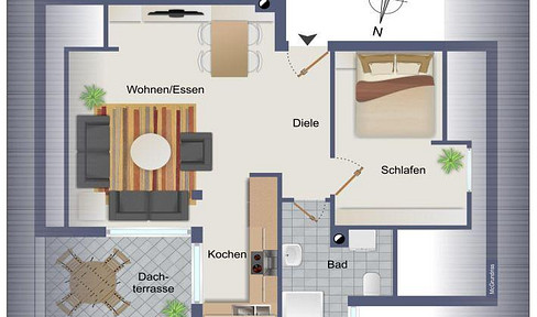 Freundliche 2-Zimmer-Dachgeschosswohnung mit Balkon in Philippsburg