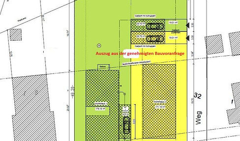 Divisible, developed building plot (2 detached houses) with positive preliminary building application (gap development in the village center)
