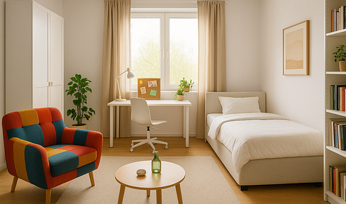 3 beautiful rooms, freshly renovated, newly furnished, in a new shared flat for 3, close to the center, 10 minutes to the university