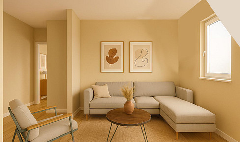 CENTRUMSNAH! Top floor apartment with visual renovation requirements in renovated MFH