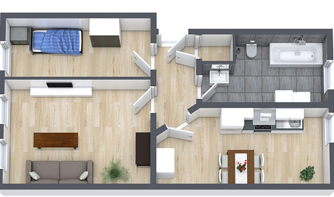 Frisch renovierte 2-Zimmer-Wohnung mit neuer Küche