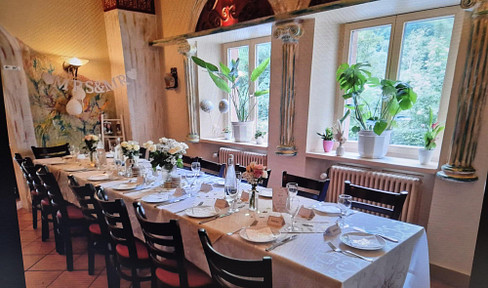 Restaurant at the spa gardens of Bad Herrenalb with beer garden and parking spaces for lease free of charge