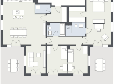 5-Zimmer-Penthousewohnung mit Balkon, zwei Bädern und großer Terrasse