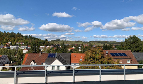 Modern 3-room maisonette with huge roof terrace and great views