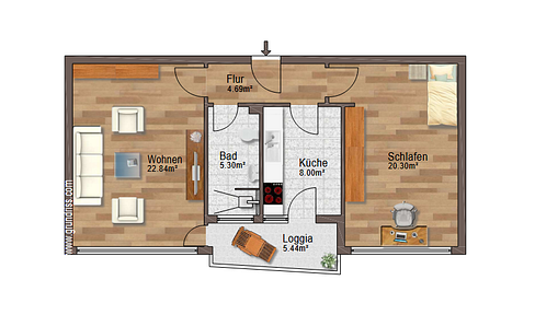 Stylish 2-room apartment with balcony in Stuttgart am See *commission-free*