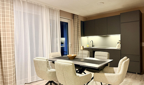 Exklusive möblierte 4-Zimmer-Wohnung-Neubau mit 2 TG-Plätzen, ideal zur Eigennutzung oder als FeWo.