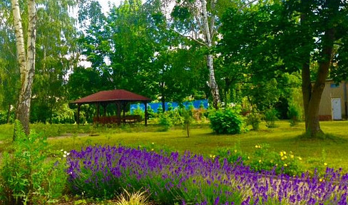 1&2 R-WE Senior Living with DRK (German Red Cross) services, large green area, quiet and central, prime location.