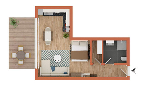 🏡 Helle 1-Zimmer-Wohnung mit Terrasse in Schnaittach bei Nürnberg.