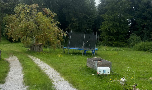 Freizeitgund mit Wald Wiese und fischteich