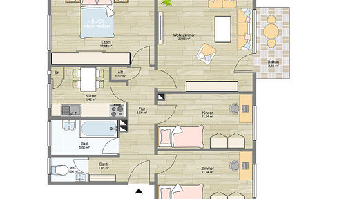 Schöne 4 Zimmer Erdgeschoss Eigentumswohnung im Grüngürtel Frankfurt Nied