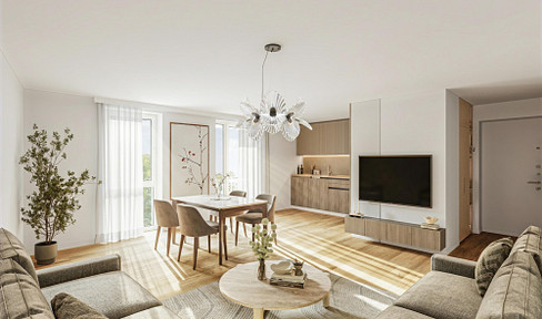 Prime location in Aschaffenburg: 3-room apartment with balcony, elevator, and brand new condition after complete renovation.
