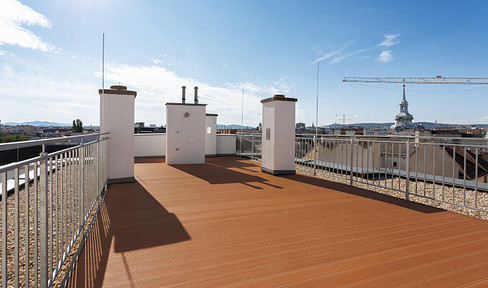 Roof terrace apartment with 77 m² outdoor oasis and 360° view over Vienna
