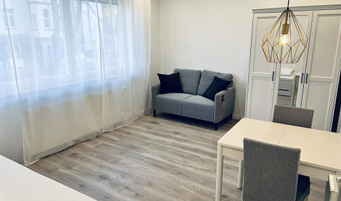 Modern, fully furnished 1-room apartment with a view of the city