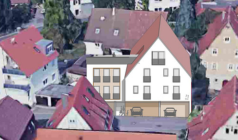 Aichtal-Aich Ortsmitte – Projekt mit Genehmigung: MFH 7 WE, 464 m² Wfl., 7 Carports, 327 m² Grdst.