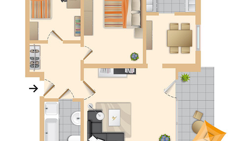 Pleasant apartment with access to a swimming pool and sauna.