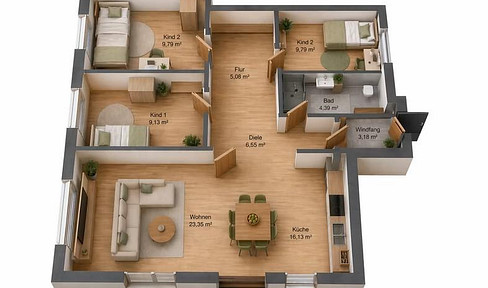 First occupancy after complete renovation - 4-room apartment with garden.