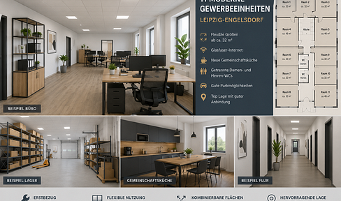 Moderne Büro- und Gewerbeflächen in Leipzig-Engelsdorf! Erstbezug nach Ausbau