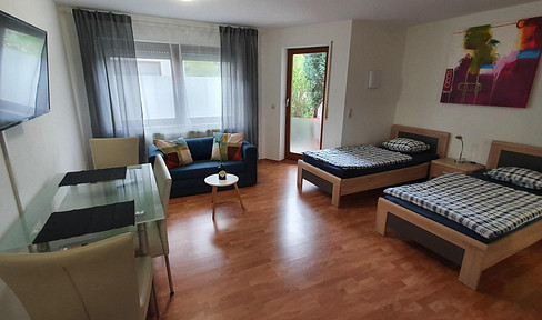 Renovierte, moderne 1-Zimmer-Wohnung mit Balkon, Möblierung & Stellplatz, sofort verfügbar
