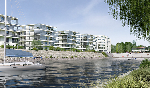 2 Zimmer EG Wohnung am gepl. Waldhofbecken, Terrasse, Garten & TG-Stellplatz, Provisionsfrei