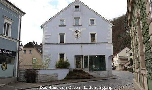 Wohn-/Geschäftshaus + Garten + Nebengebäude + Parkplätze – provisionsfrei