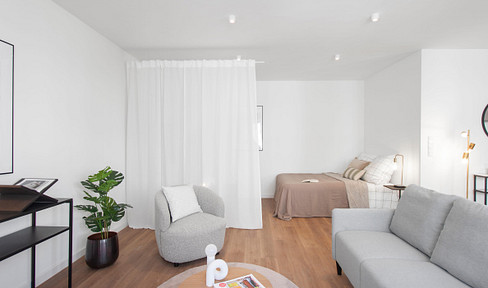 First occupancy near Kö: Exclusive 45m² apartment, EBK, balcony, elevator, furnished