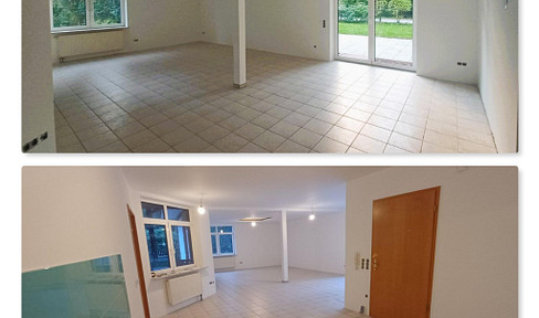 Accessible 4-room apartment with garden and fireplace.