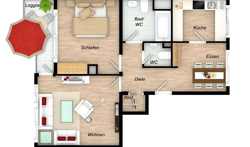 **Bright 2.5-room apartment with balcony, modern bathroom and elevator**