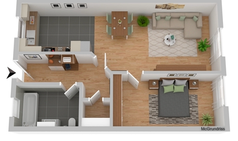 Attractive 2-room apartment with underfloor heating in a central location in Bernburg