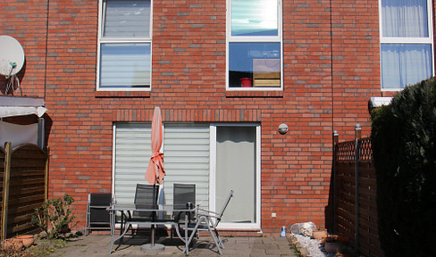 Partially renovated terraced house.