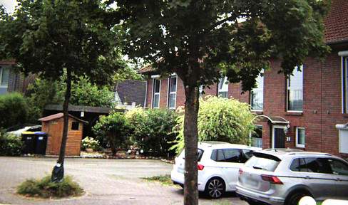 Partially renovated terraced house.