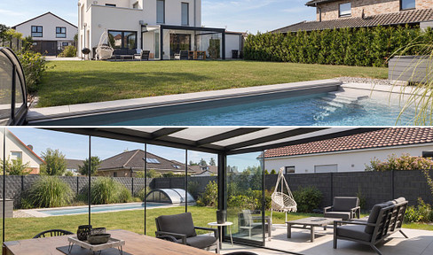 Provisionsfreie moderne Stadtvilla mit Pool und Stil