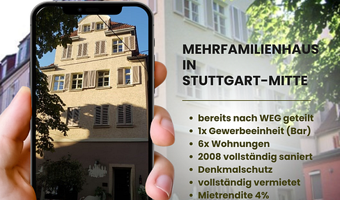 Apartment building divided according to WEG in Stuttgart-Mitte!