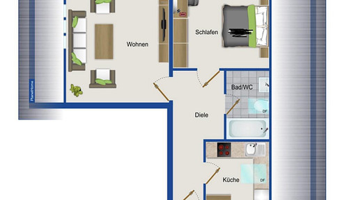 🏡 Attractive 2-room top-floor apartment with parking space