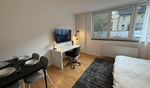 Bright, fully furnished 1-room apartment with excellent connections in Frankfurt-Niederrad