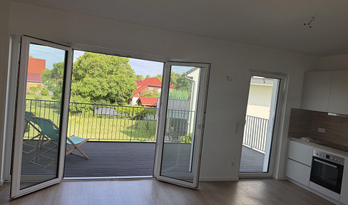 3-room apartment with large terrace and garden use -1st floor - new building 2023