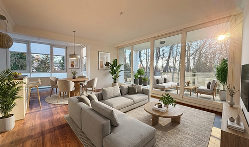 Attractive apartment with south-facing balcony, park view and underground parking space